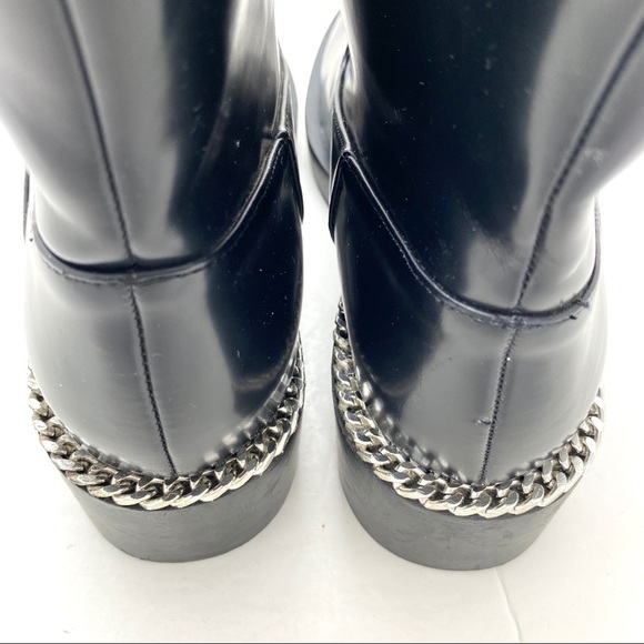 Zara Vegan Leather Moto Platform Ankles Boots BK - Picture 10 of 12